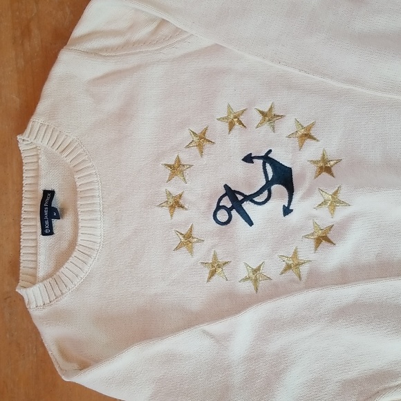 Kiel James Patrick Anchor Starboard Cotton Sweater Medium Blue Gold GUC - Picture 9 of 13
